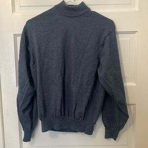 Jos A. Bank 100% wool blue sweater in women’s size M. Has a mock neck detail